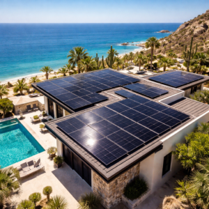 residential rooftop solar system installed on villa in Los Cabos producing solar power