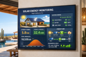 solar energy monitoring system displaying solar panel performance in Baja California Sur