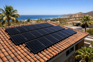 generator vs solar baja california sur comparison with rooftop solar panels on home in Los Cabos
