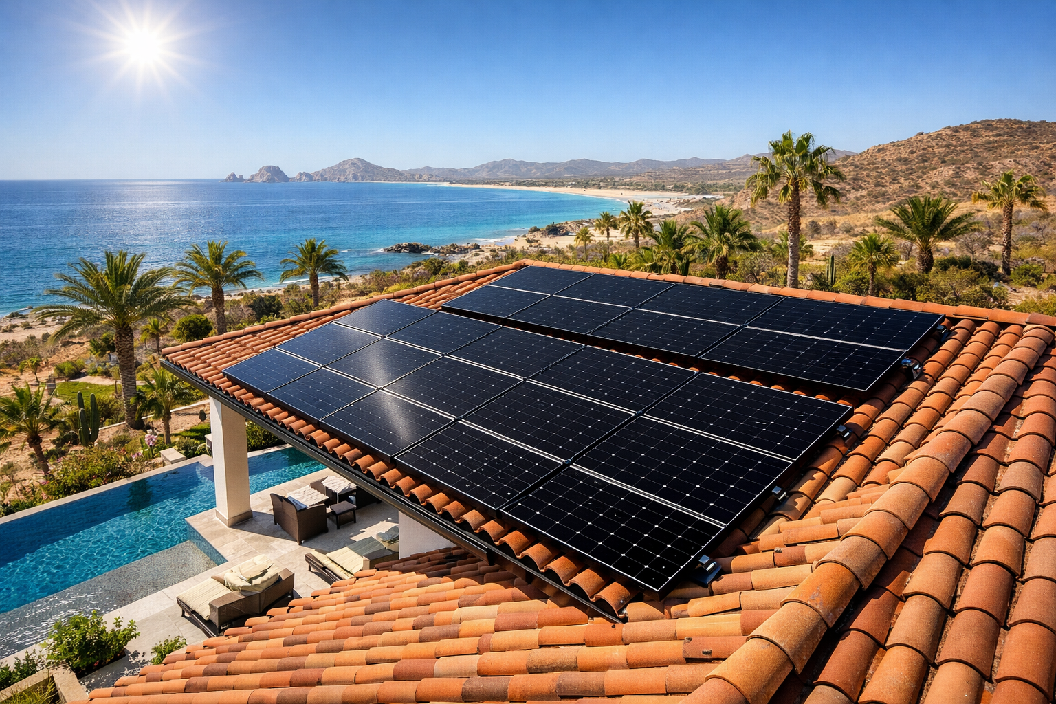 solar installation Los Cabos rooftop solar panels on residential home in Baja California Sur