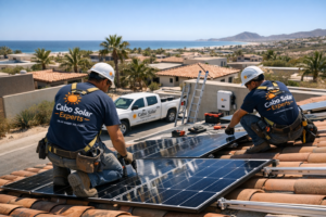 solar panel installation Cabo San Lucas technicians installing residential solar panels