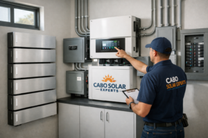 solar battery backup Los Cabos lithium battery storage system installed in residential home
