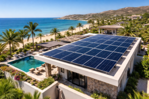 Solar panel array installed on a Los Cabos villa