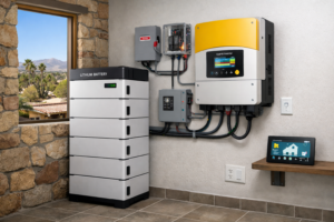 solar installation cost los cabos lithium battery storage system connected to hybrid inverter for residential solar energy system