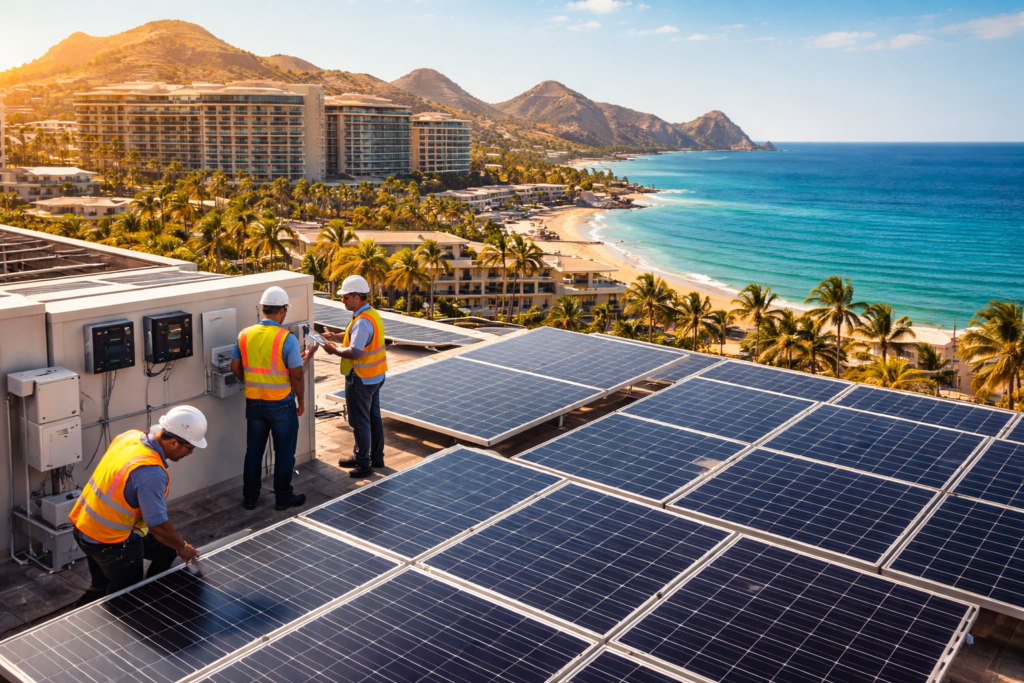 Commercial solar installation for a business property in Los Cabos