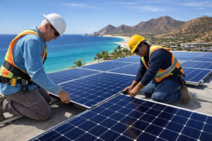 solar panel installation team installing solar panels in Cabo San Lucas