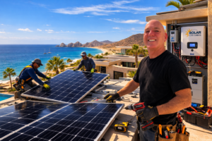 solar panel installation team installing solar panels in Cabo San Lucas