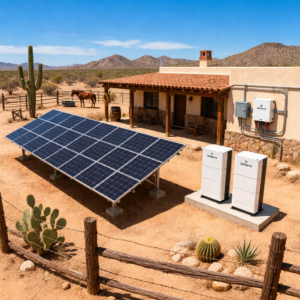 solar powered ranch home using off grid solar system in Baja California Sur