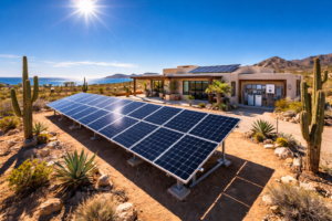 solar panels providing off grid power for a home in Baja California Sur Mexico