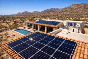 solar panels installed on roof receiving full sunlight in Baja California Sur