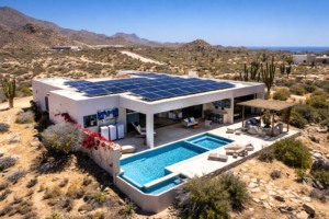 solar panels installed at optimal tilt angle on roof in Cabo San Lucas